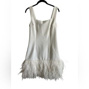 Amiable by Mable Winter white Tank Dress with Feather trim Size S